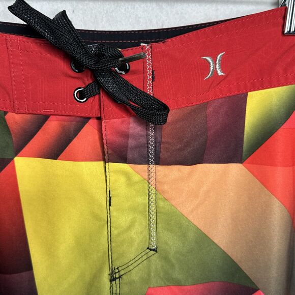 HURLEY Buckle Phantom Unlined Board Surf Swim Shorts Red Striped Mens Size 29 - Picture 6 of 12